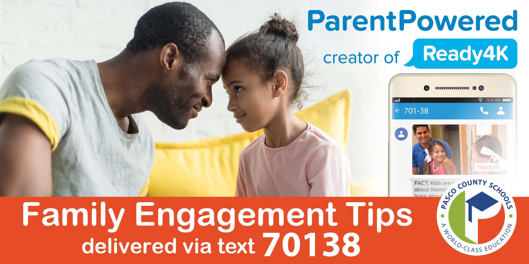 ParentPowered, creator of Ready4K, family engagement tips delivered via text 70138