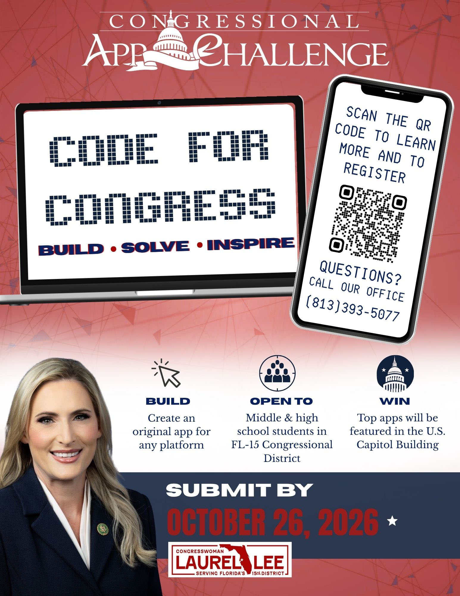 Congressional App Challenge promotional flyer. All essential event details are provided as text on this page.