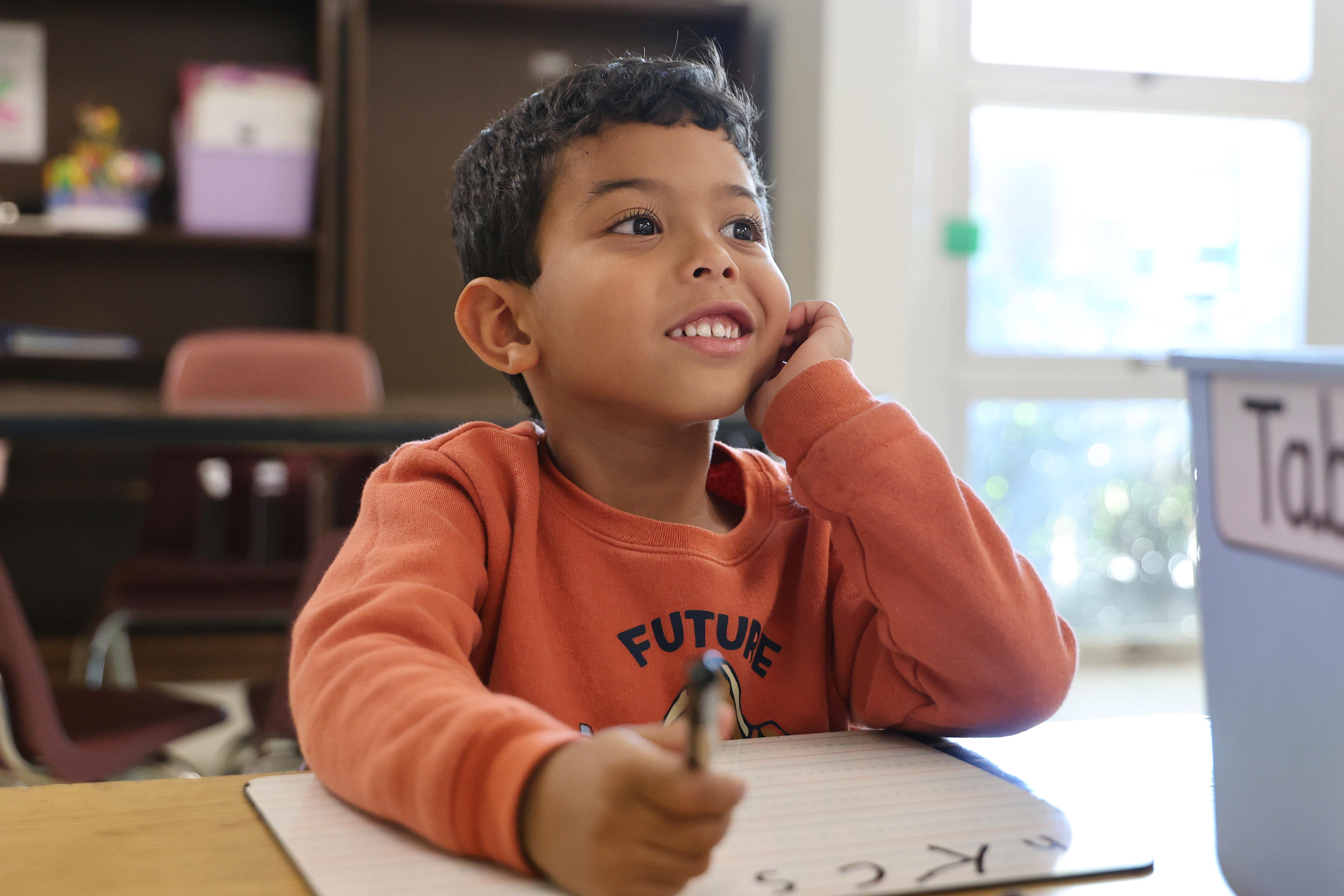Little boy focused on instruction